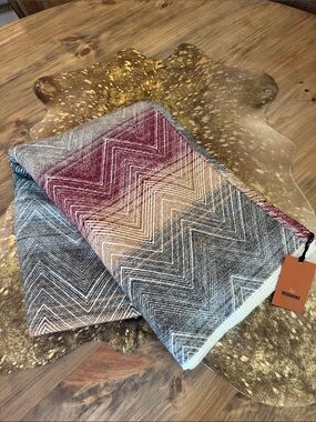 Missoni Chevron Gradient Throw in Red, Tan, Gray